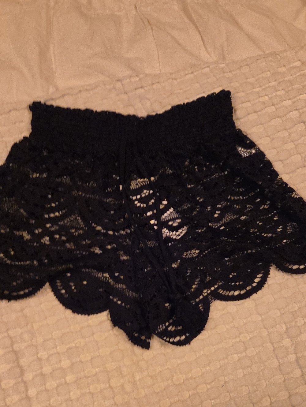 Black Crochet Swim Coverup Shorts